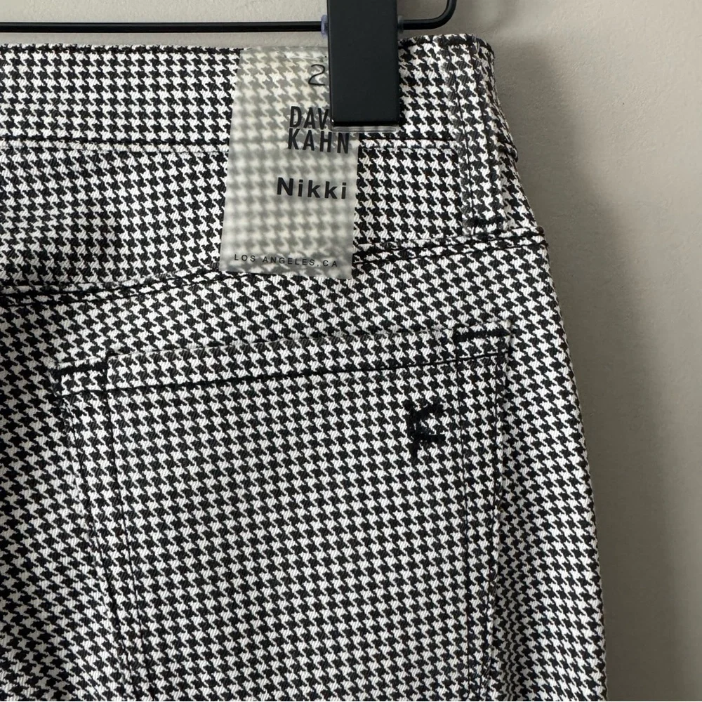 DAVID KAHN NIKKI ANKLE BLACK & WHITE HOUNDSTOOTH PANTS SIZE 28 - Picture 5 of 7